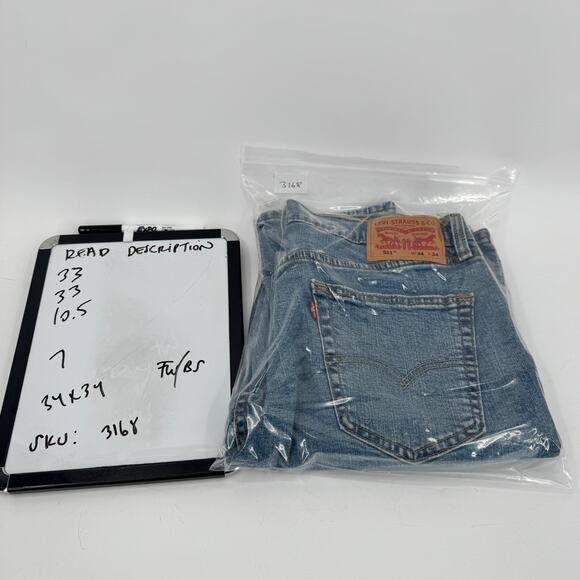 Levi's 511 Jeans Mens 34x34 (33x33 ACTUAL) Slim Fit Blue Denim Faded Wash - Picture 9 of 9